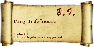 Birg Iréneusz névjegykártya